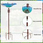 Large Outdoor Glass Bird Bath Garden Feeding Bowls Water Bath Spa Table Balcony