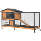 Indoor Outdoor Rabbit Cage with Wheels and Leakproof Tray