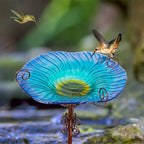 Large Outdoor Glass Bird Bath Garden Feeding Bowls Water Bath Spa Table Balcony