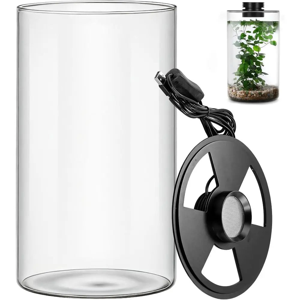 Desktop Glass Terrarium with Grow Light