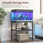 Heavy Duty 20 Gallon Aquarium Stand with 2-Tier Storage Shelves, Black Metal Rack for Home or Office