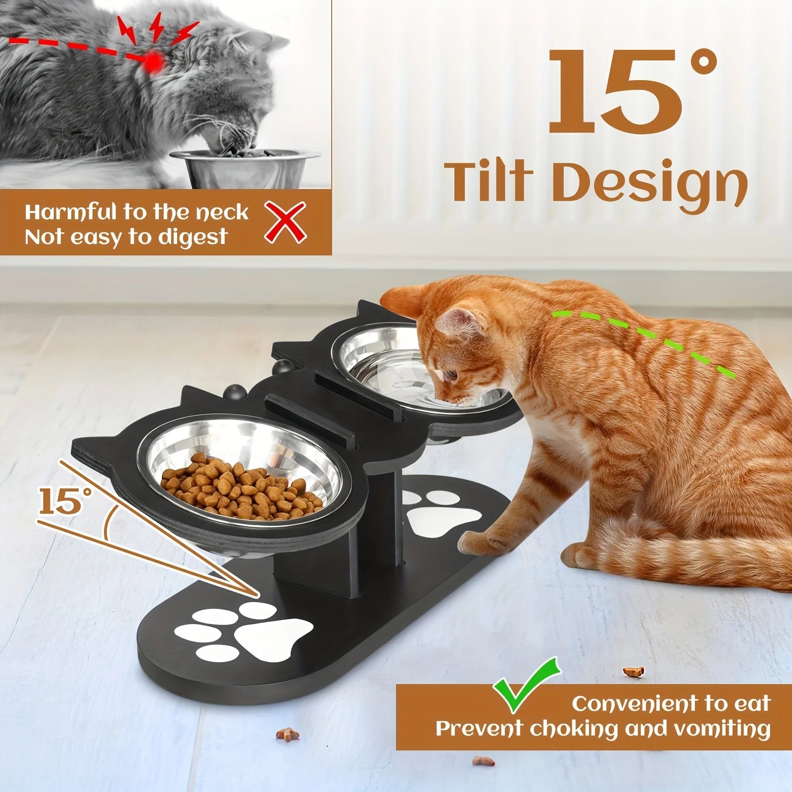 Tilted Raised Cat Food Bowls