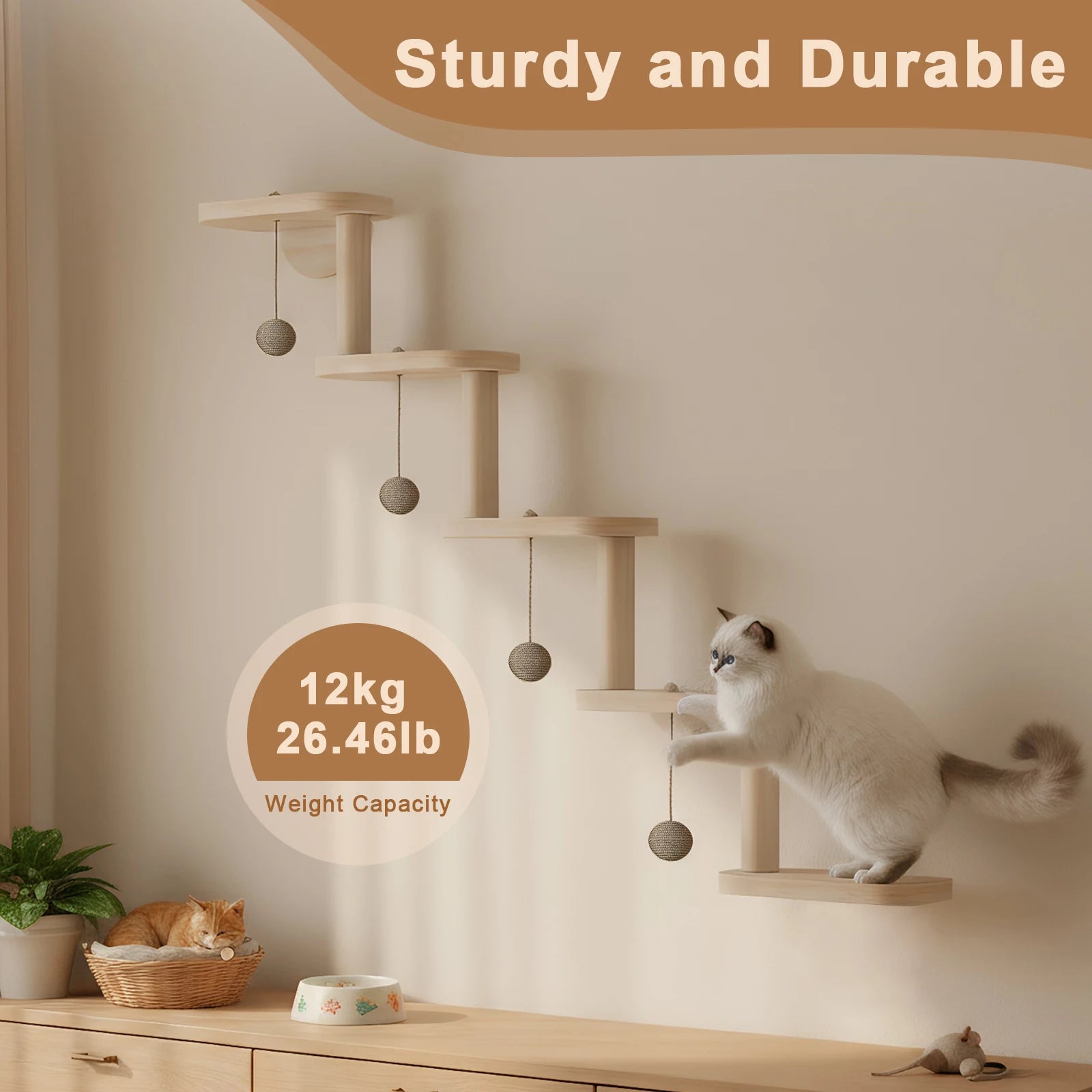 5 Step Wooden Cat Climbing Frame