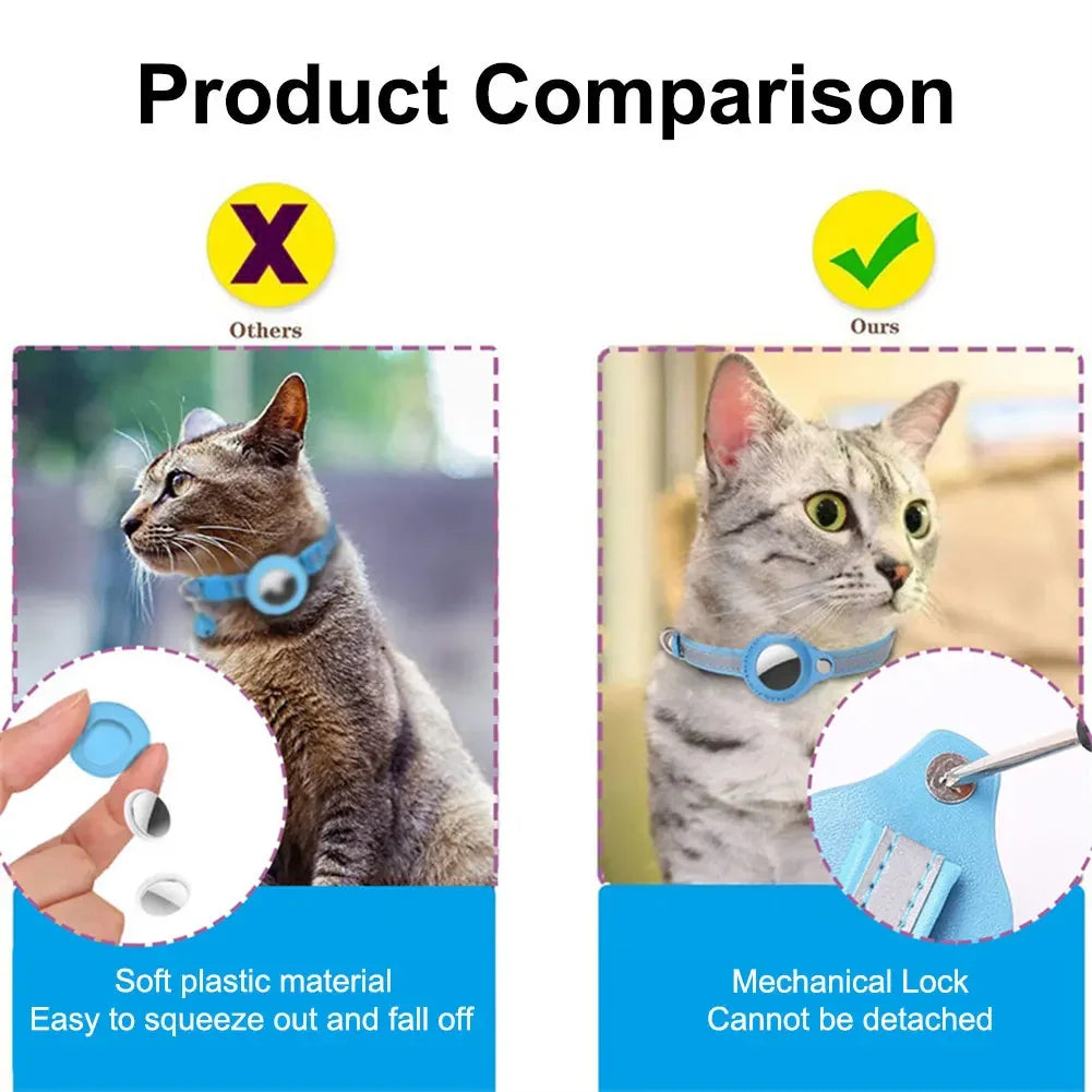 Reflective Cat Collar with Apple Air Tag Holder