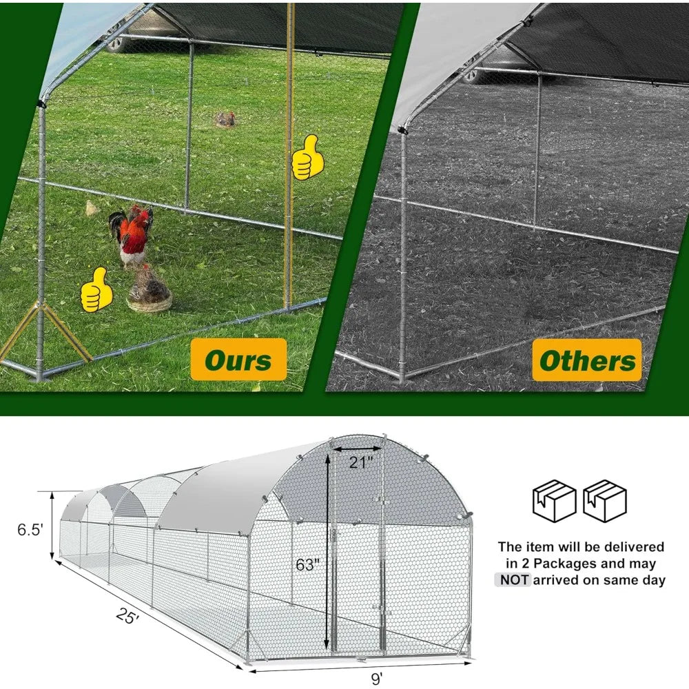 Large Metal Chicken Coop , with Water-Resident and Anti-UV Cover