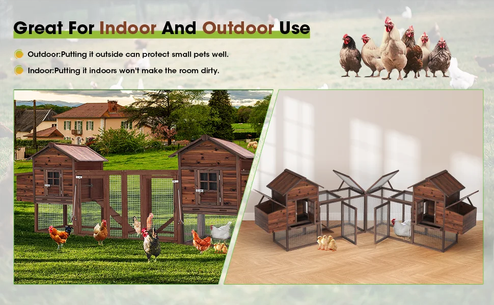 Large Wooden Chicken Coop, 160IN Outdoor