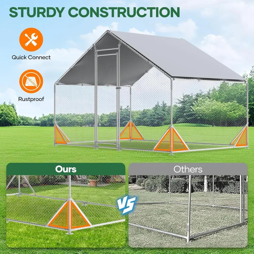 Large Chicken Coop Metal Runs for Yard 20x10x6.56 FT