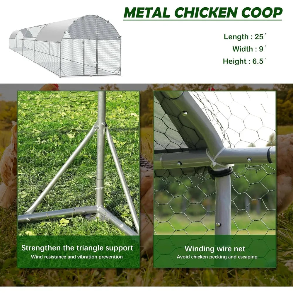 Large Metal Chicken Coop , with Water-Resident and Anti-UV Cover