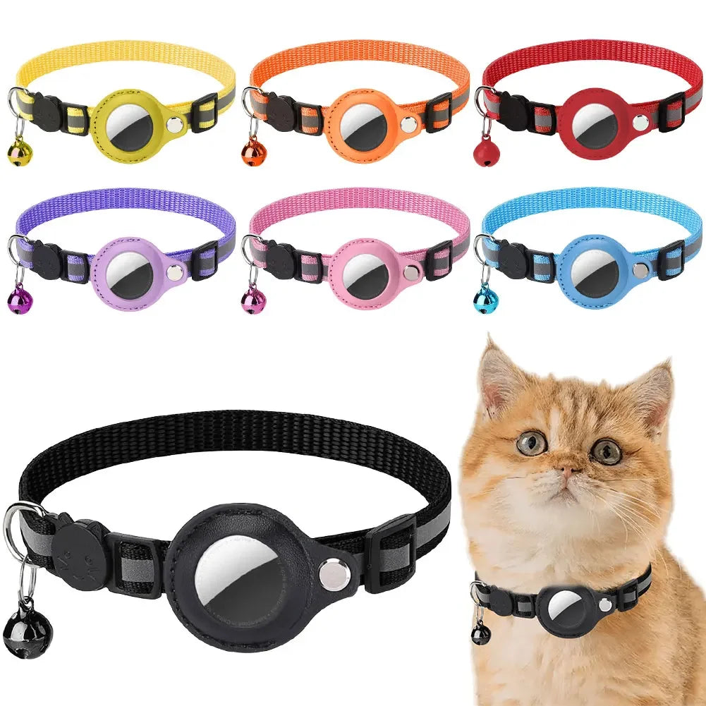 Reflective Cat Collar with Apple Air Tag Holder