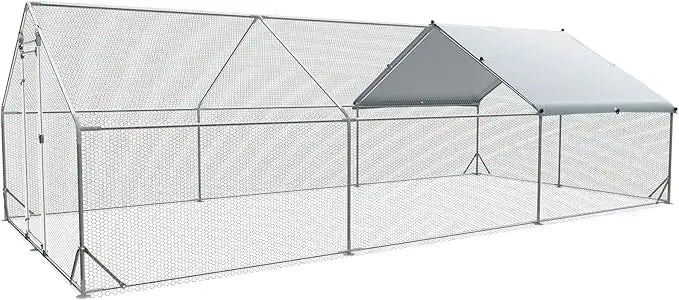 Large Chicken Coop Metal Runs for Yard 20x10x6.56 FT