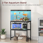 Heavy Duty 20 Gallon Aquarium Stand with 2-Tier Storage Shelves, Black Metal Rack for Home or Office