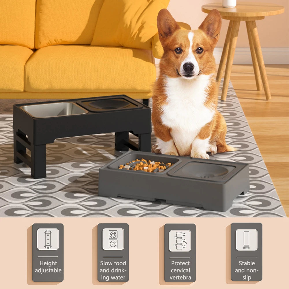 Dog Food Slow Feeder, Water Bowl