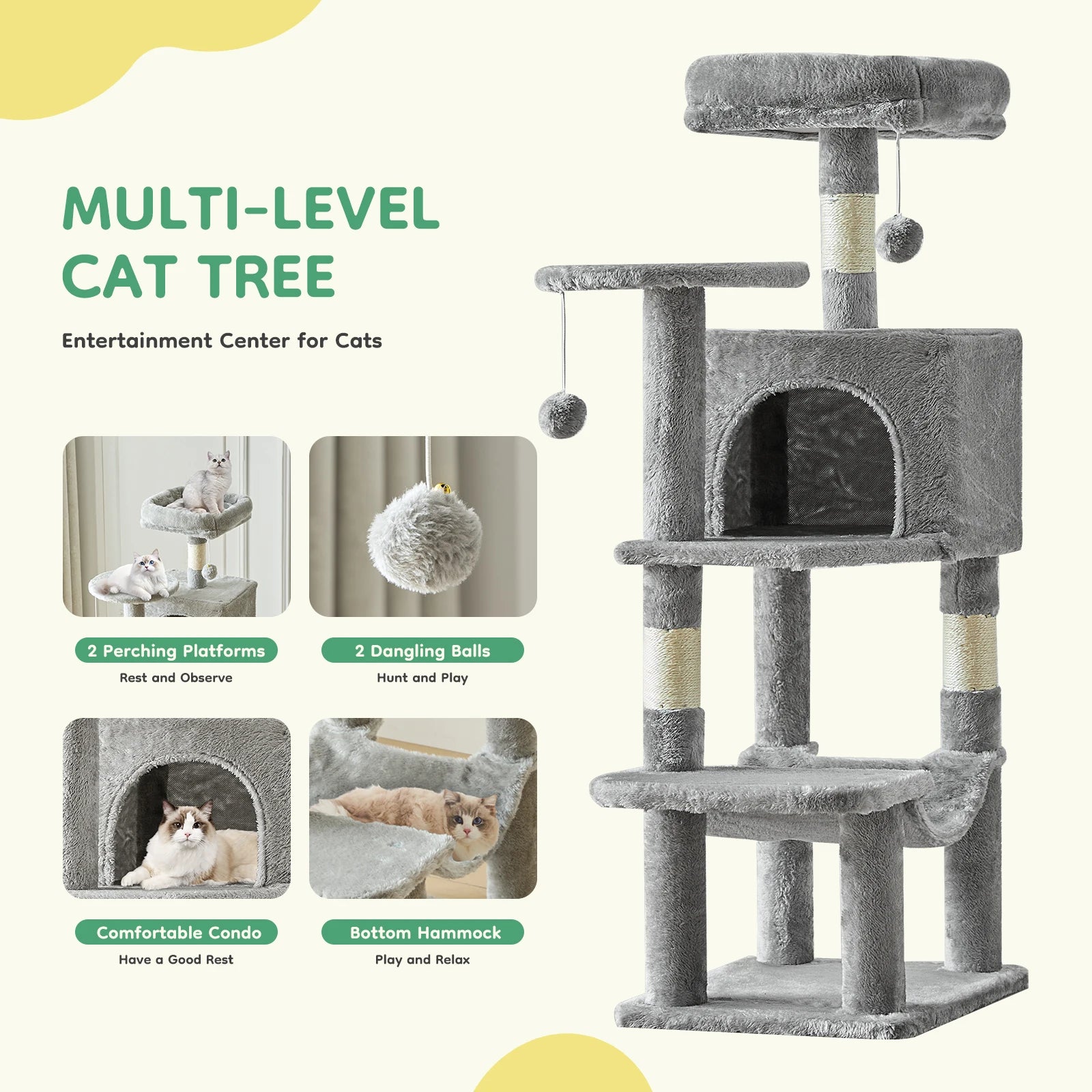 Cat Tree Tall Multi-Cat Climbing Tower