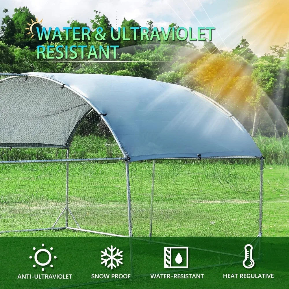 Large Metal Chicken Coop , with Water-Resident and Anti-UV Cover