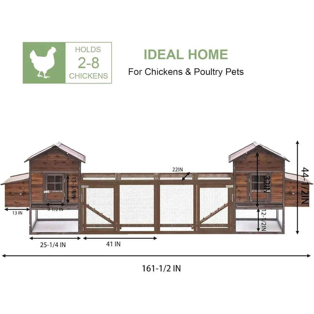 Large Wooden Chicken Coop, 160IN Outdoor