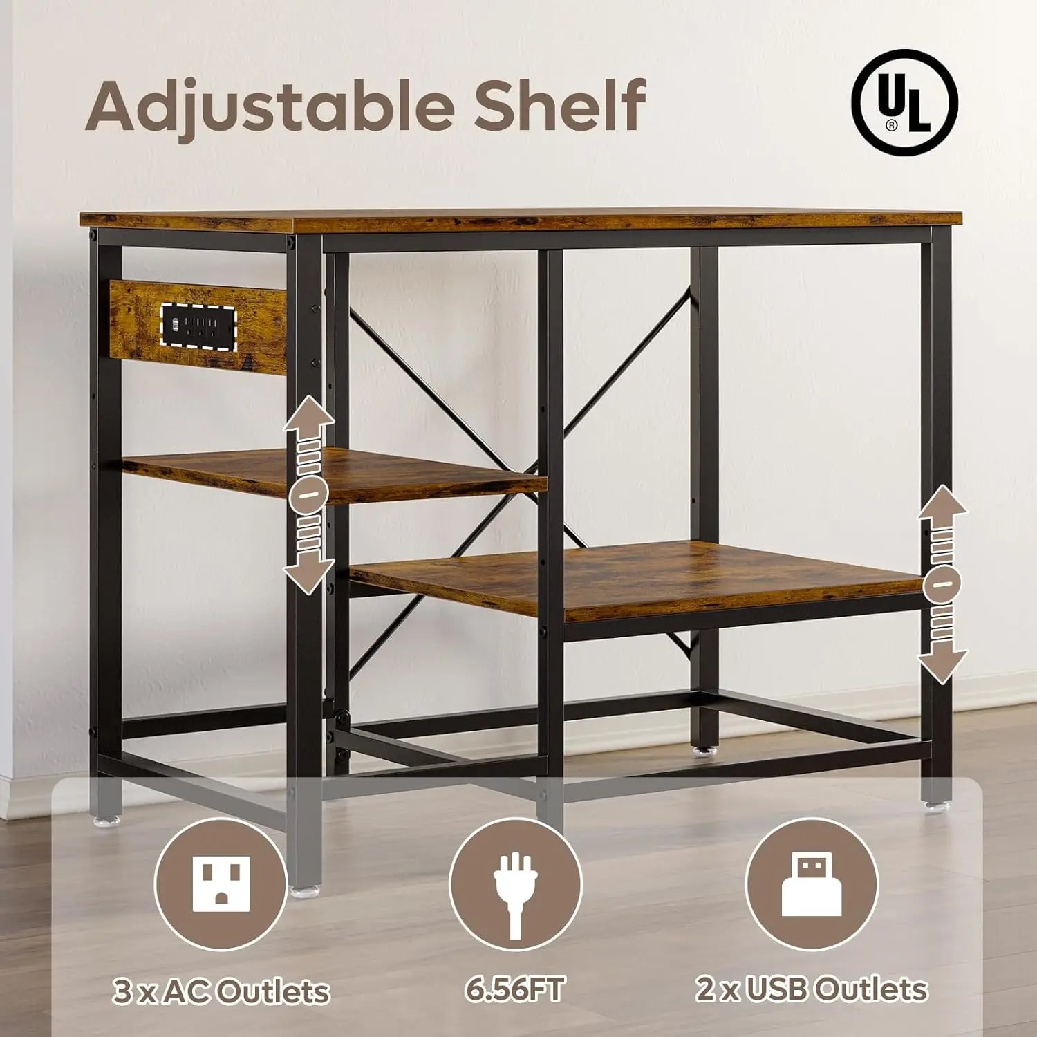20-37 Gallon Aquarium Stand with Power Outlet, Adjustable Shelves, and 400LBS Capacity for Fish Tank Storage