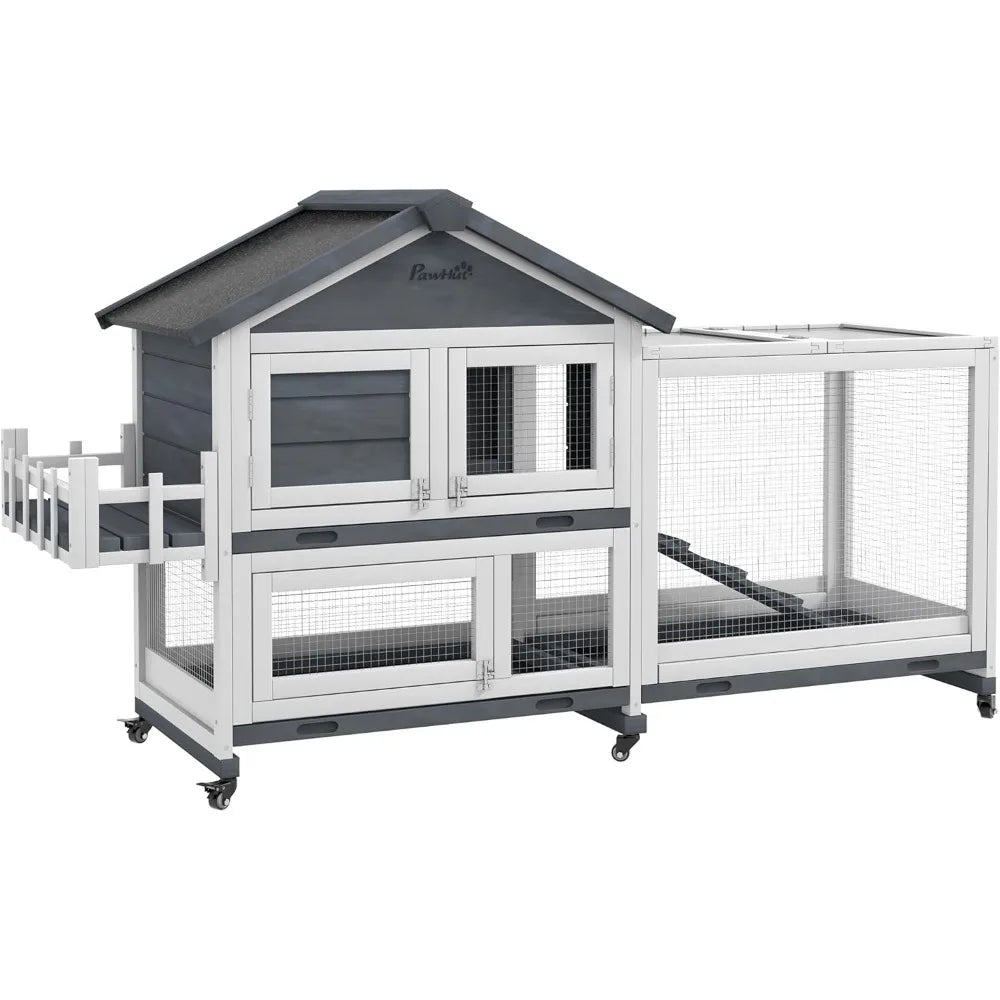65" Wooden Rabbit Hutch, Guinea Pig Hutch