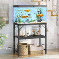 Heavy Duty 20 Gallon Aquarium Stand with 2-Tier Storage Shelves, Black Metal Rack for Home or Office