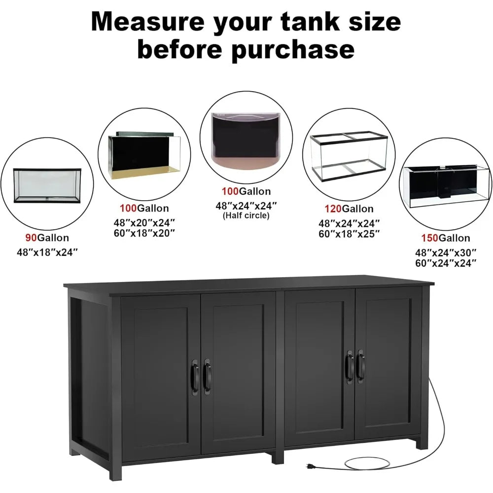 100-150 Gallon Fish Tank Stand, 120 Gallon Tank Stand with 60*24 Tabletop Fits 100/120/150 Volumns Aquariums, 2200LBS Capacity