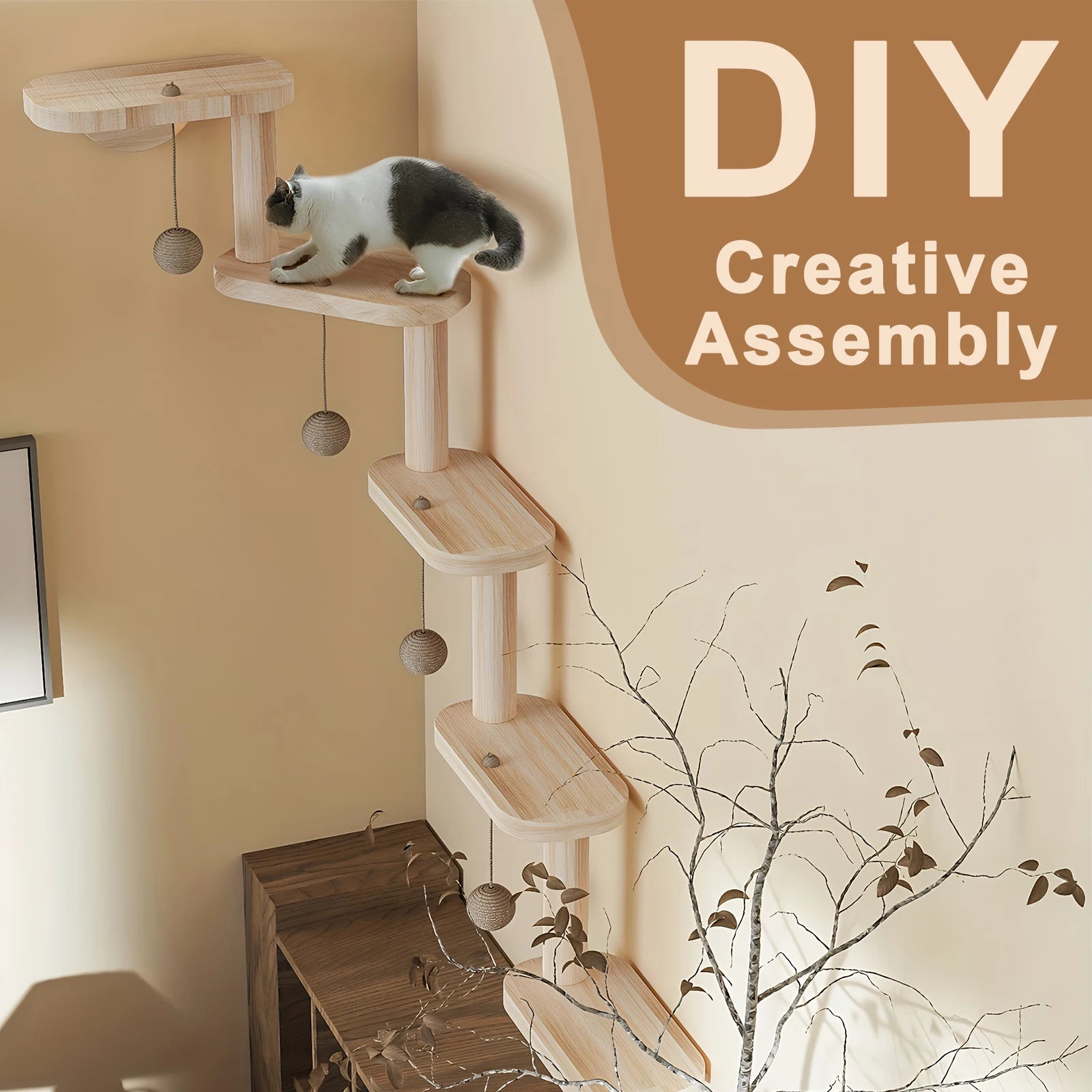 5 Step Wooden Cat Climbing Frame